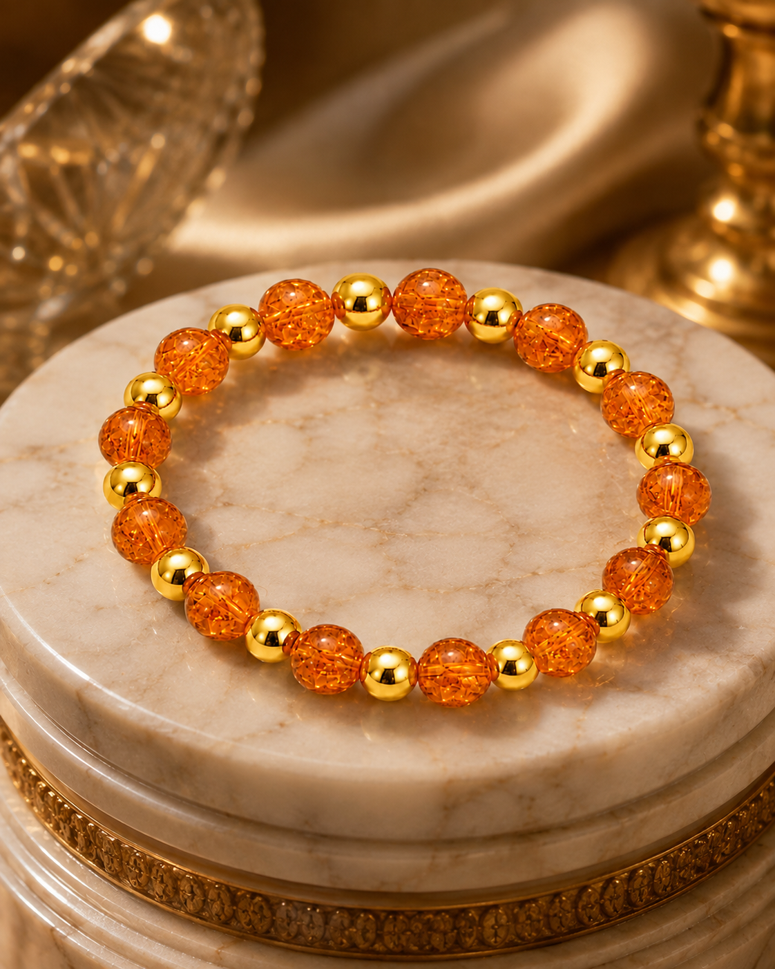 Orange & Gold Bead Bracelet