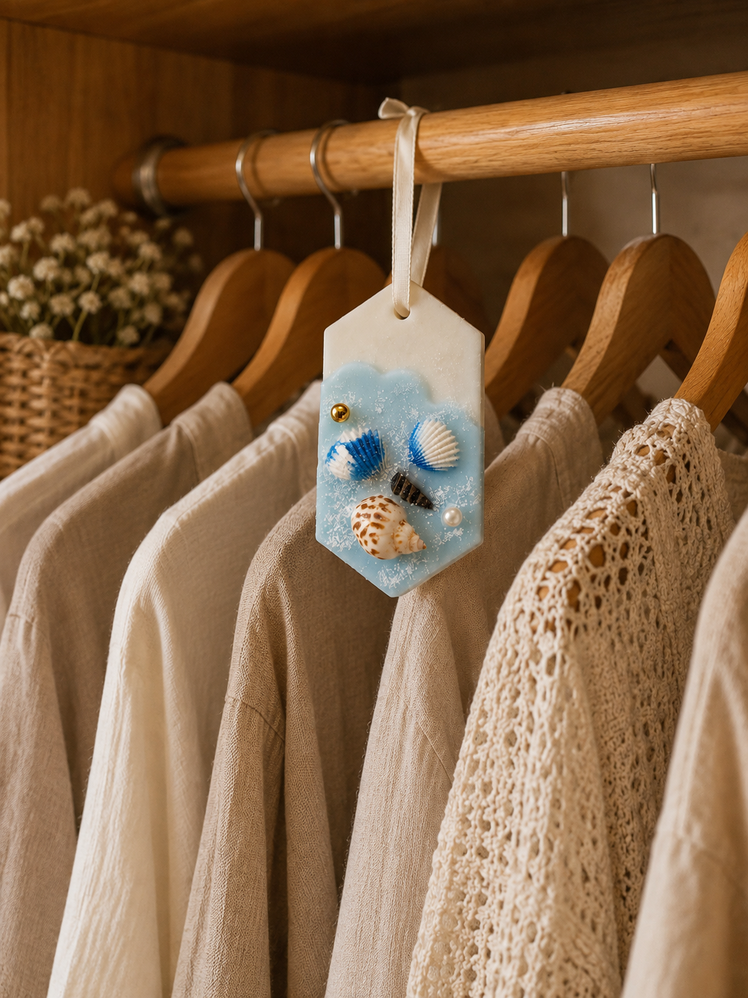 Blue Shell Hanging Sachet