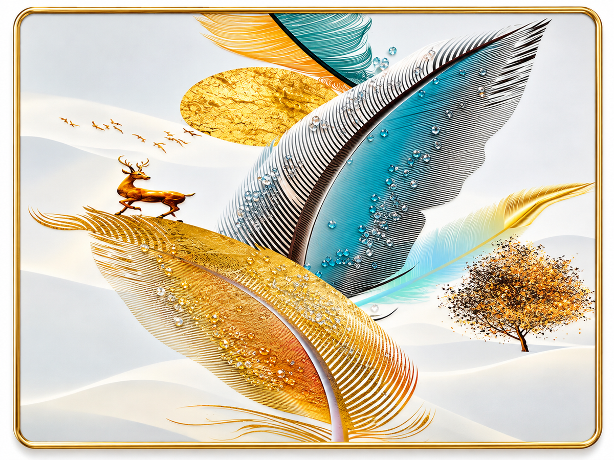 Feather & Deer Wall Art