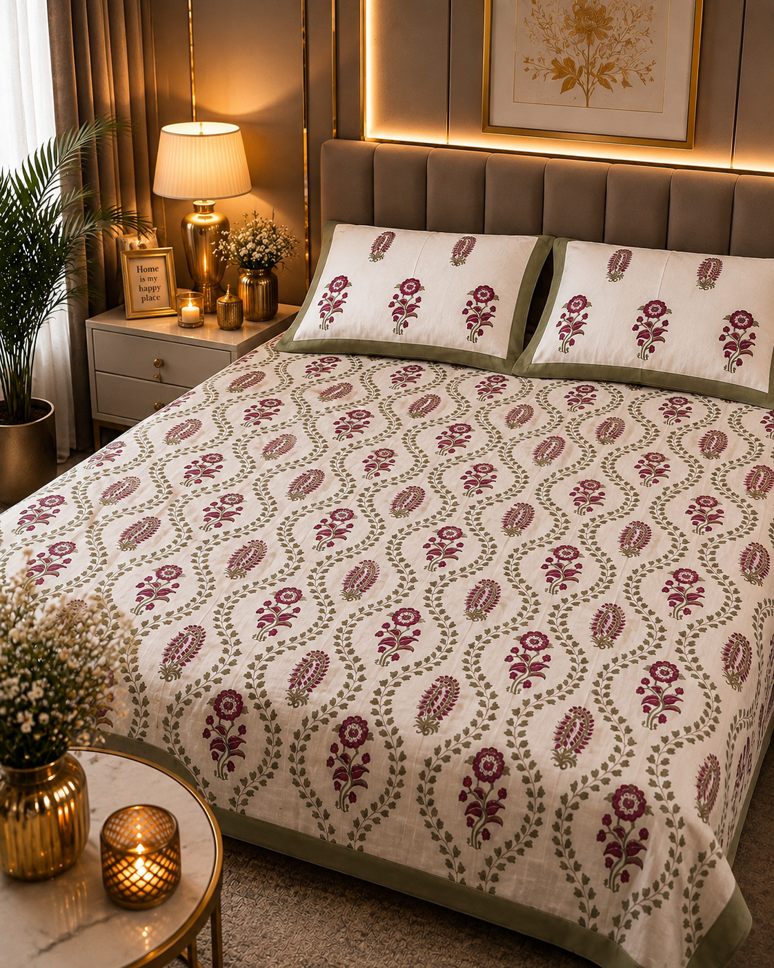 Floral & Paisley Printed Cotton Bedsheet Set