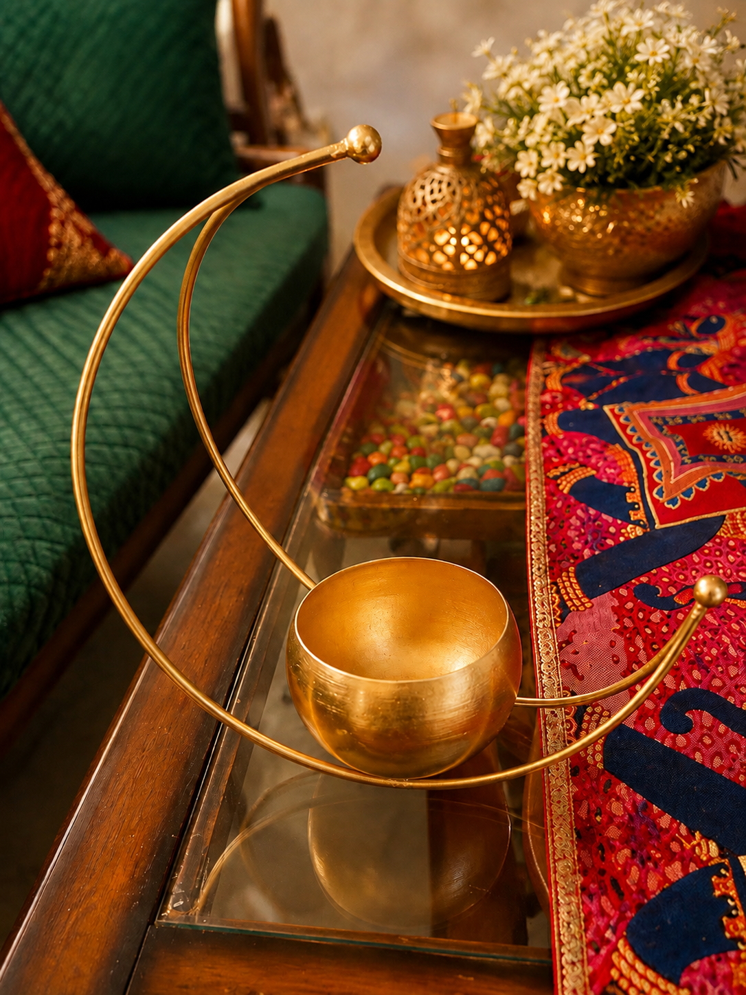 Golden Circular Tealight Holder