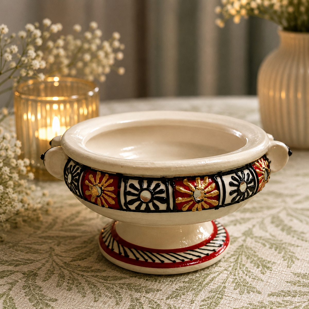 Hand -Painted Traditional Decorative Urli Bowl