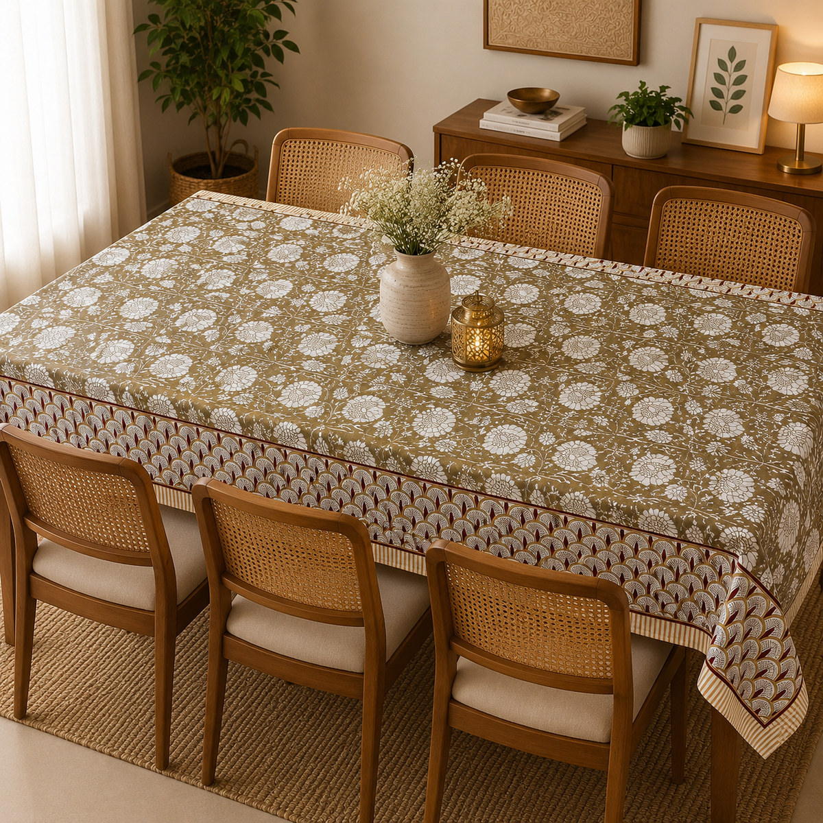 Maroon Printed Table Cloth