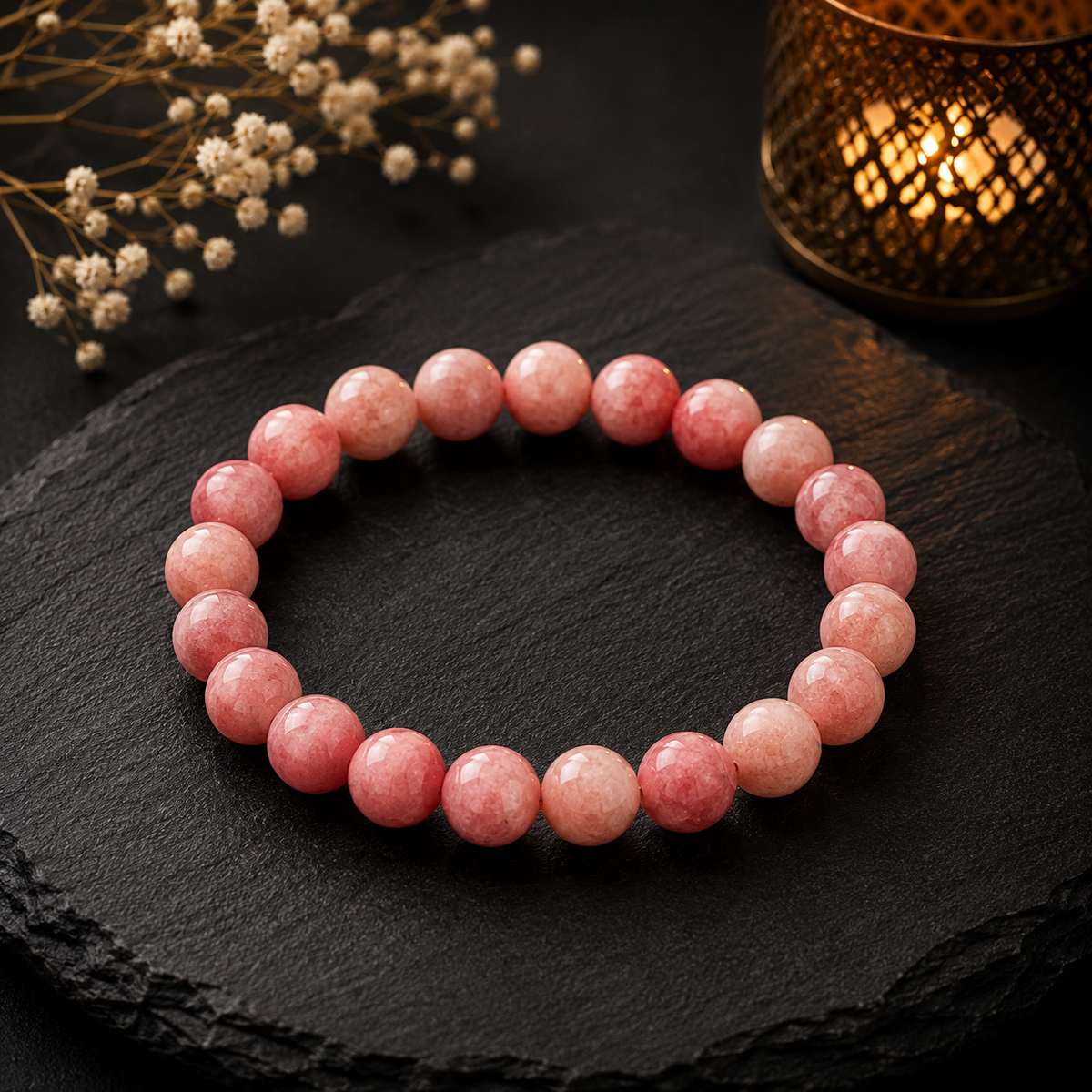 Pink Natural stone Beaded Bracelet