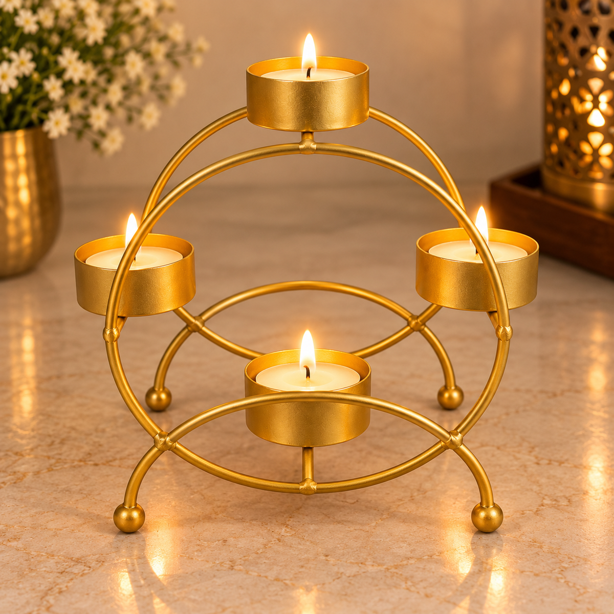 Golden Tealight Candle Holder