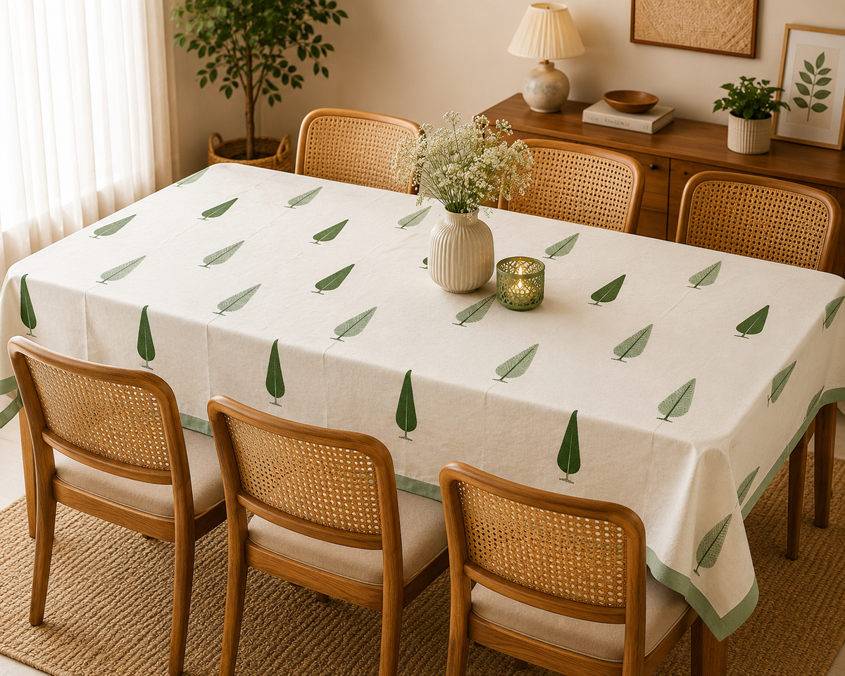 Green Leaf Printed Table Cloth