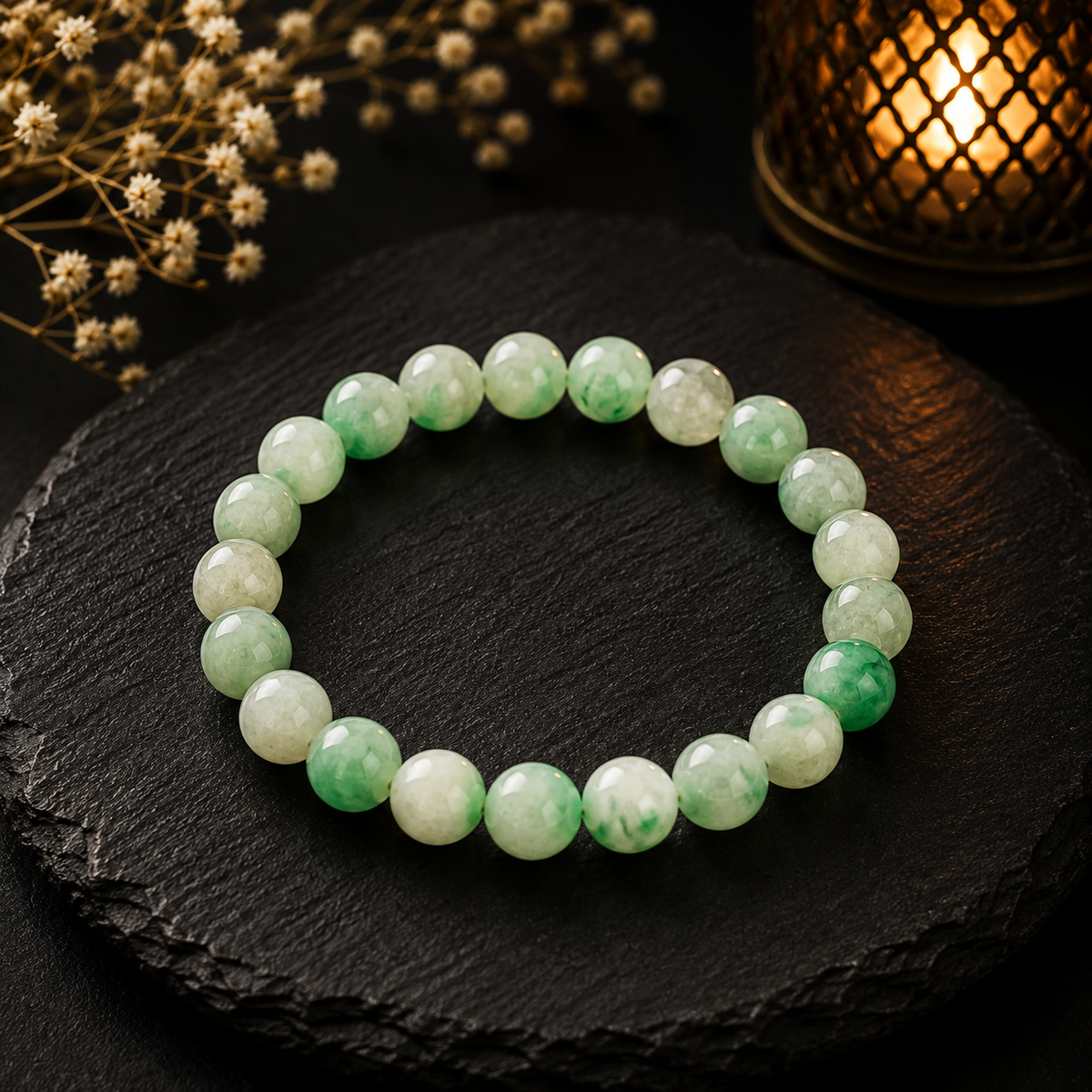 Green Natural Stone Beaded Bracelet