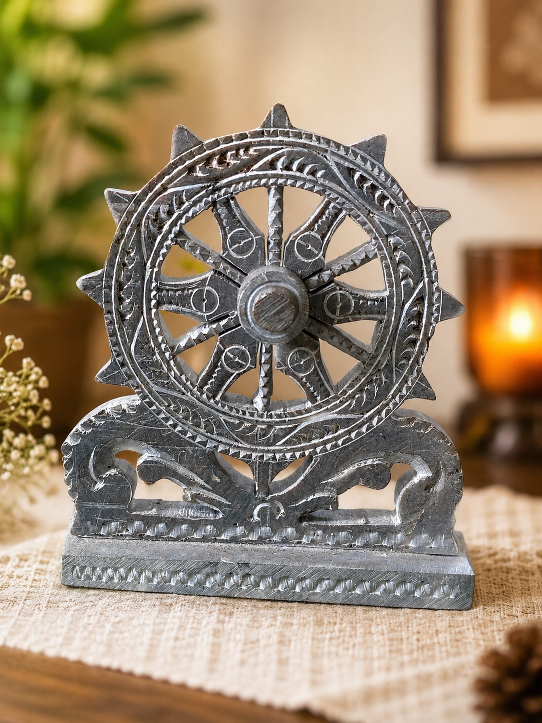 Hand-Carved Stone Konark Wheel