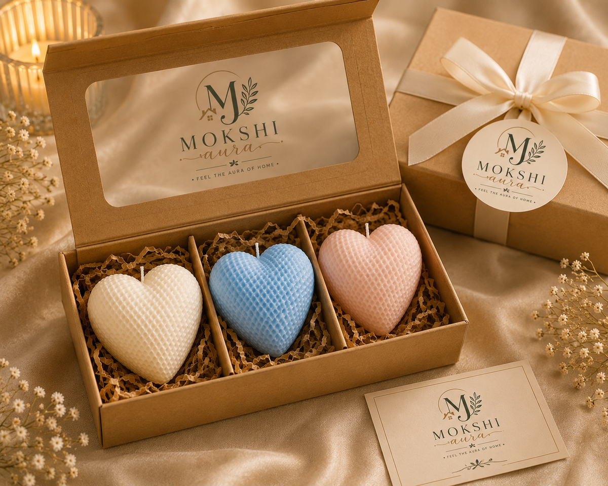 Handcrafted Heart Candle Set - Set of 3