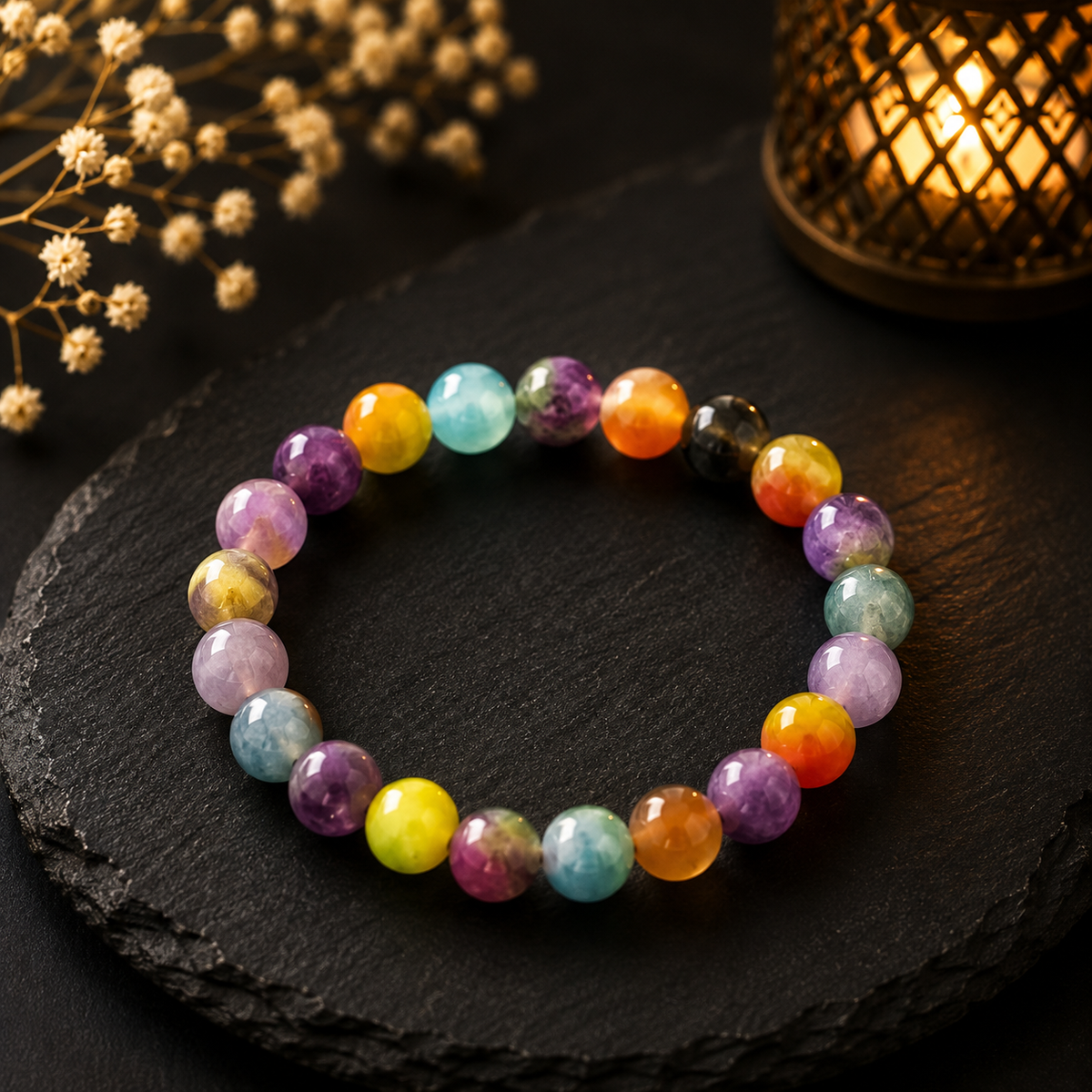 Multicolour Natural Stone Beaded Bracelet
