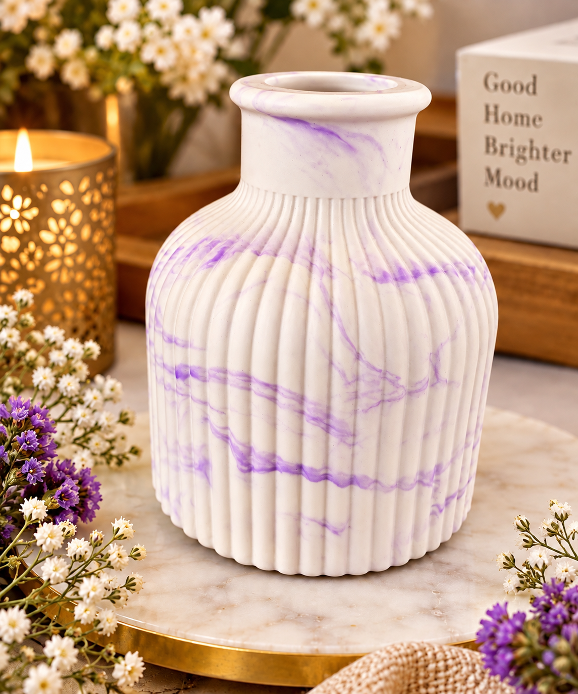 Ribbed Lavender Vase